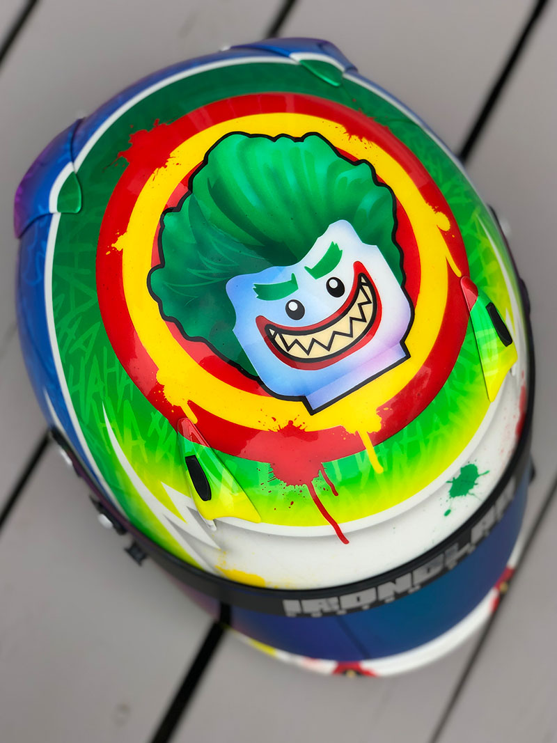 Lego Joker Arai kart helmet top